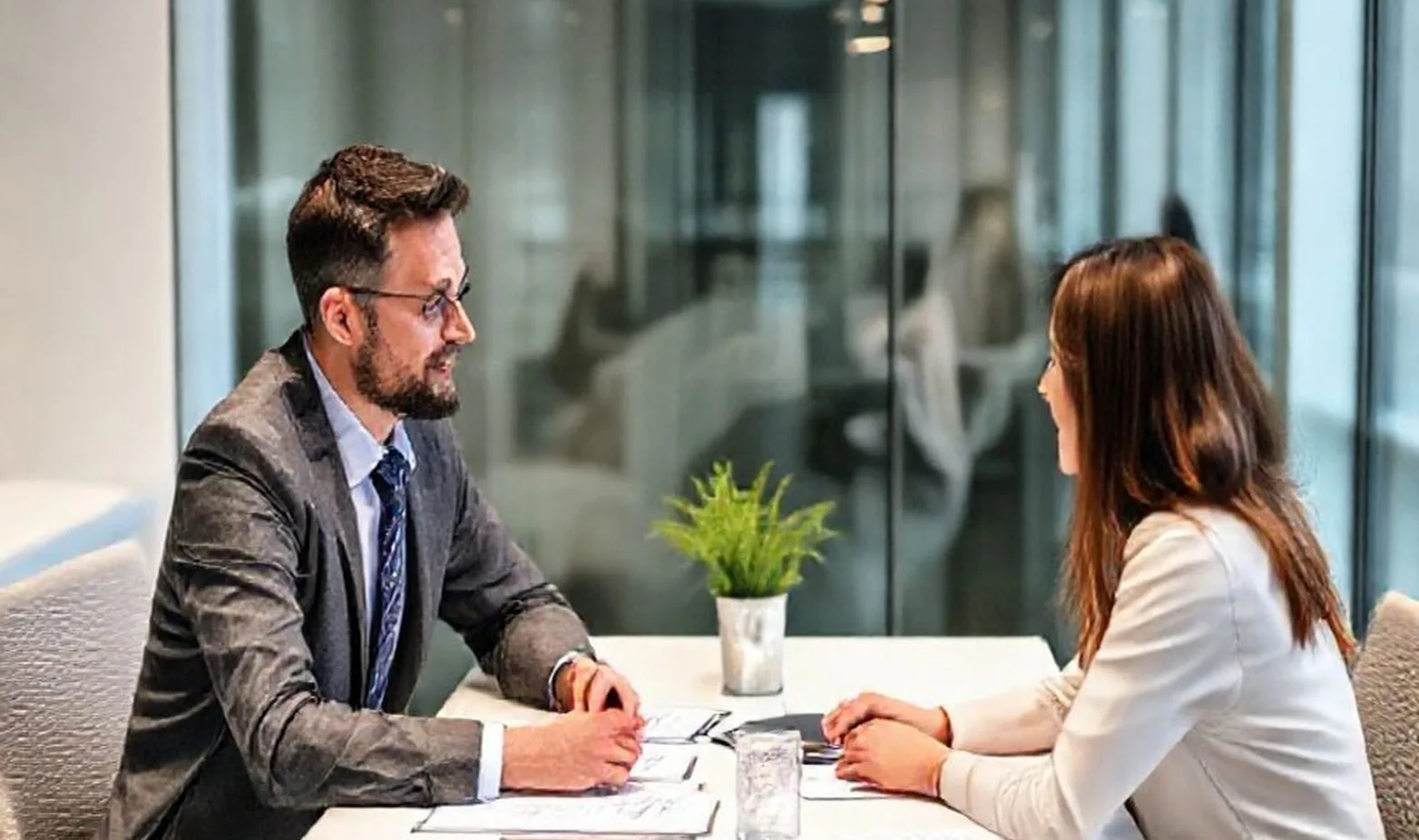 Financial advisor meeting with client